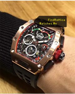 Richard Mille RM 50-03 18k-Gold With Black Strap Watch
