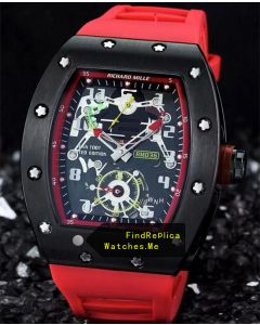 Richard Mille RM 036 Black Bezel With Red Rubber Strap
