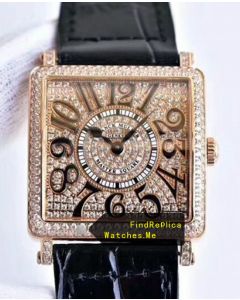 Franck Muller Master Square Rose Gold Body With Diamonds Face