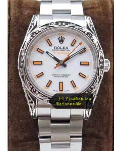 Rolex Milgauss 116400-72400 Carving Art Bezel With White Face