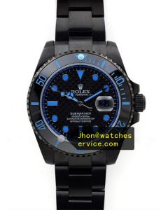 Blue Rolex Submariner Black Steel