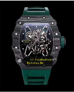 Richard Mille RM 35-02 Wooden Carbon Fiber Dark Green Strap Watch
