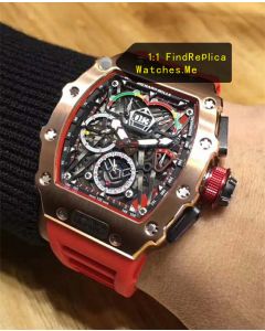 Cheap Richard Mille RM 50-03 18k-Gold With Red Strap Watch