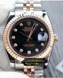 Rolex Datejust m126231-0020 36mm Black Face 18k-CT-Gold Watch